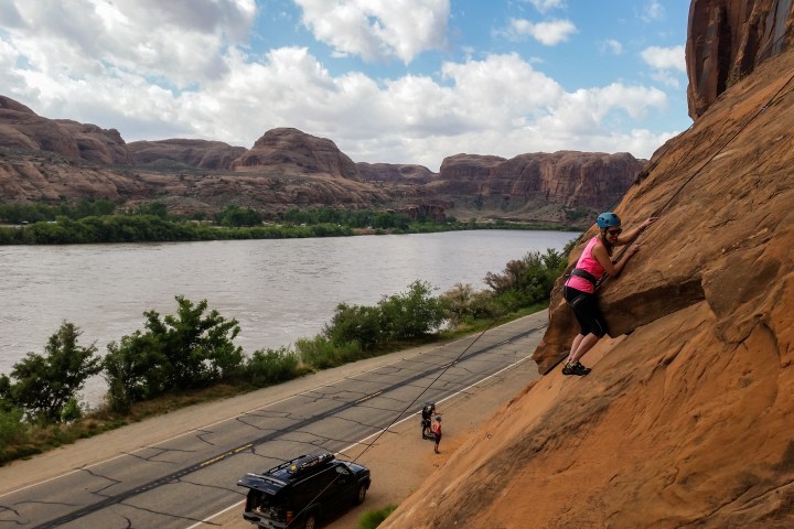 a man riding a skateboard down the side of a mountain